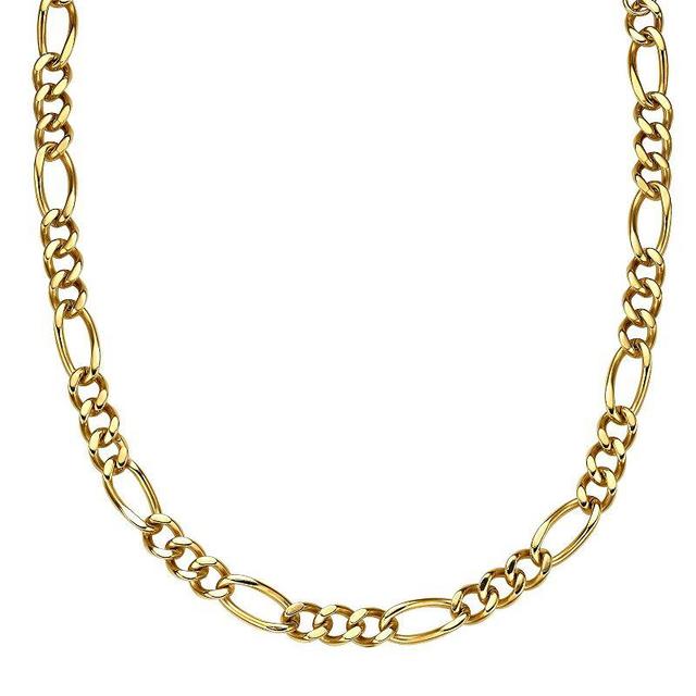 Mens LYNX Stainless Steel Figaro Chain Necklace Yellow Product Image