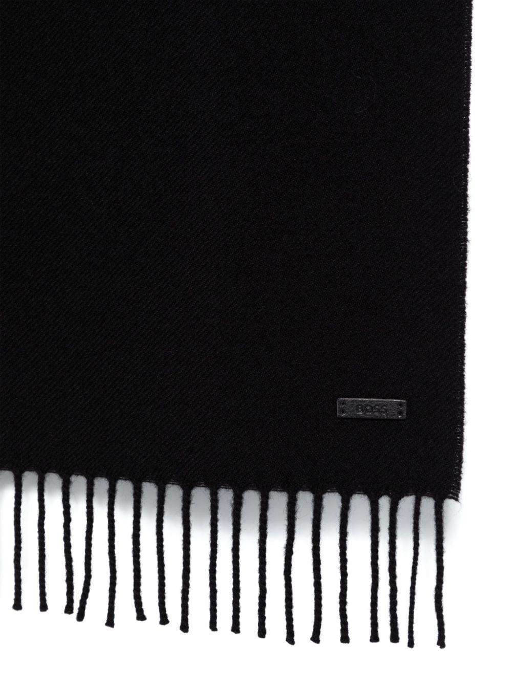 Logo-patch Fringed Scarf In Black Product Image