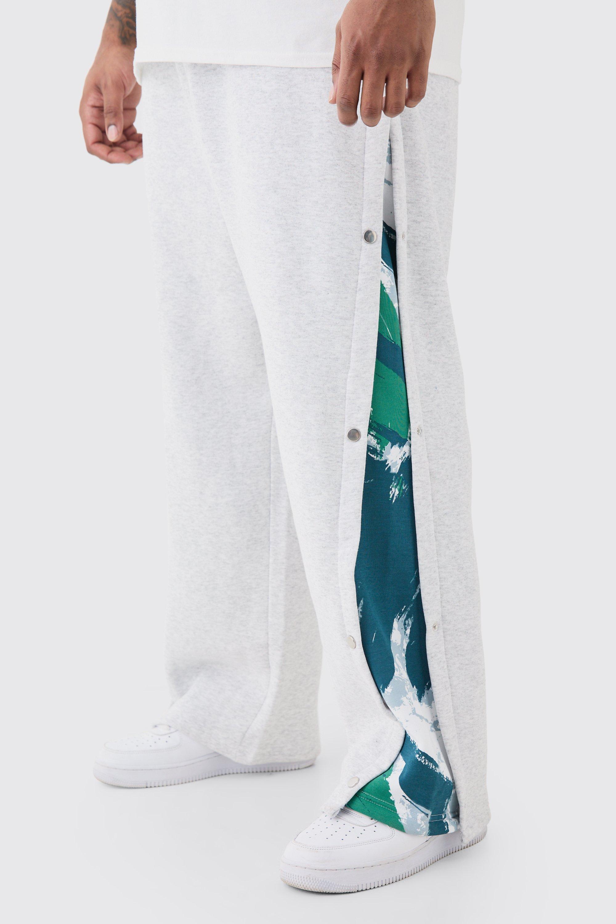 Plus Relaxed Printed Side Panel Popper Jogger | boohooMAN USA Product Image