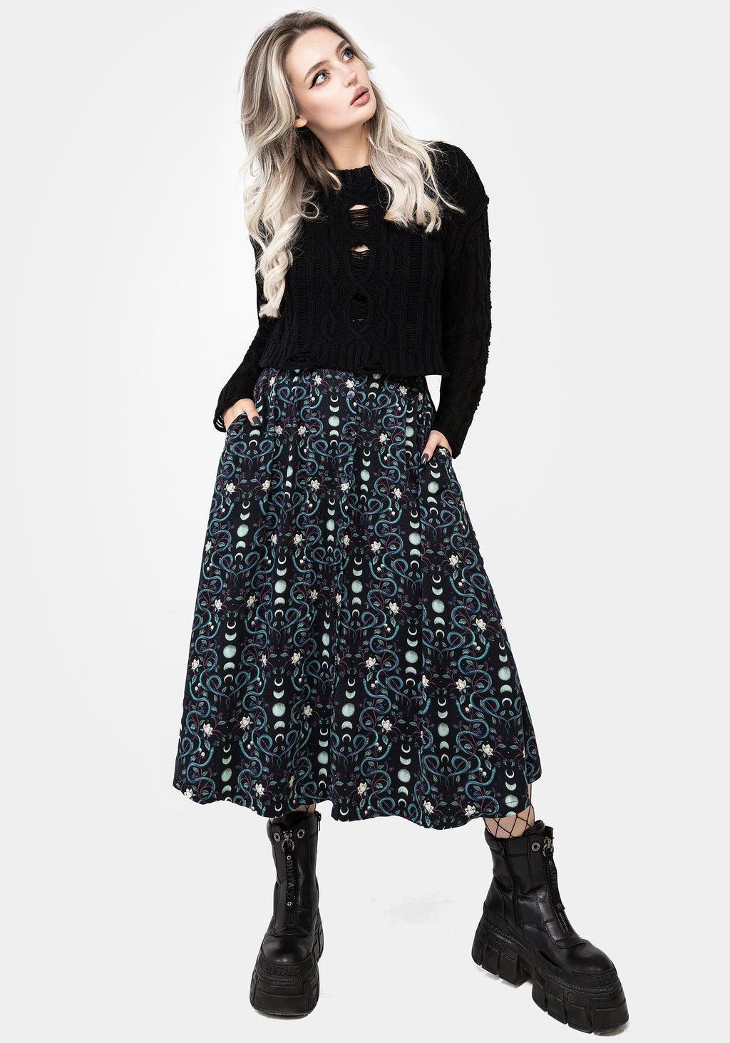 Pythia Print Button Up Midi Skirt Product Image