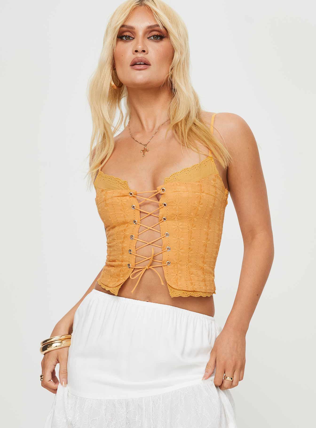 Amitri Lace Up Top Orange Product Image