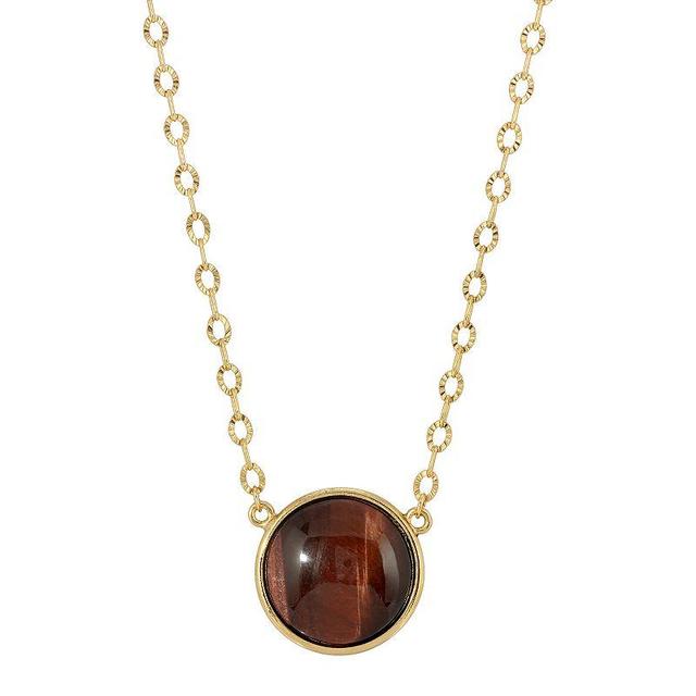 1928 Gold Tone Simulated Tiger Eye Necklace, Womens, Brown Product Image