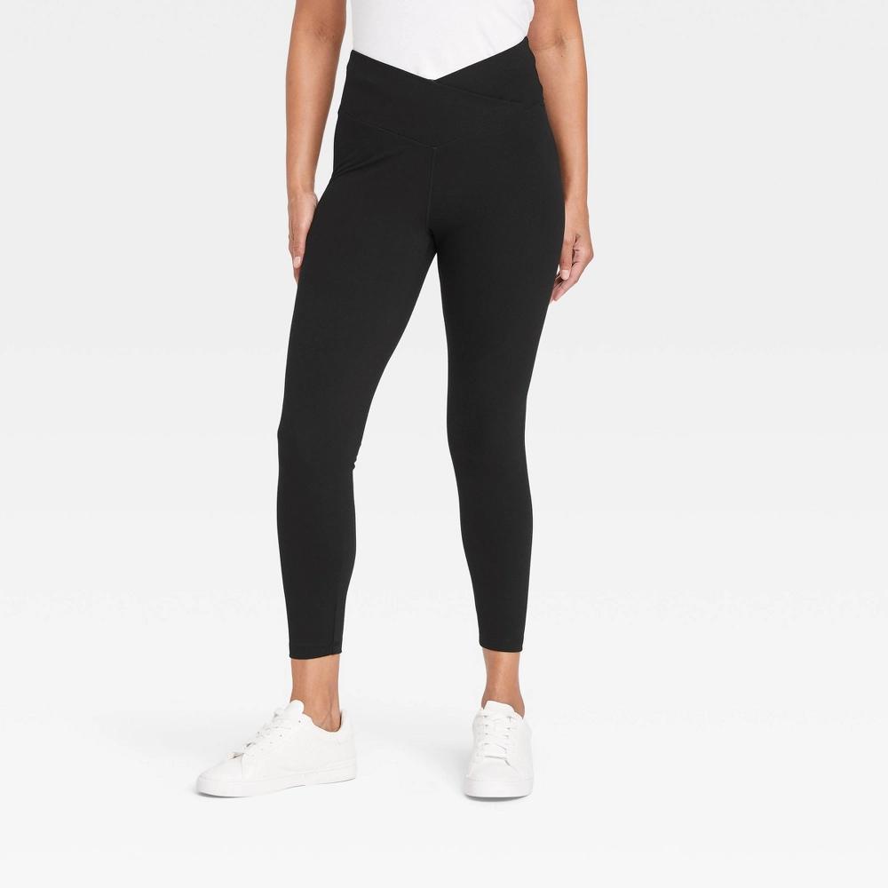 Womens Crossover V-Waistband Leggings - A New Day Black Product Image