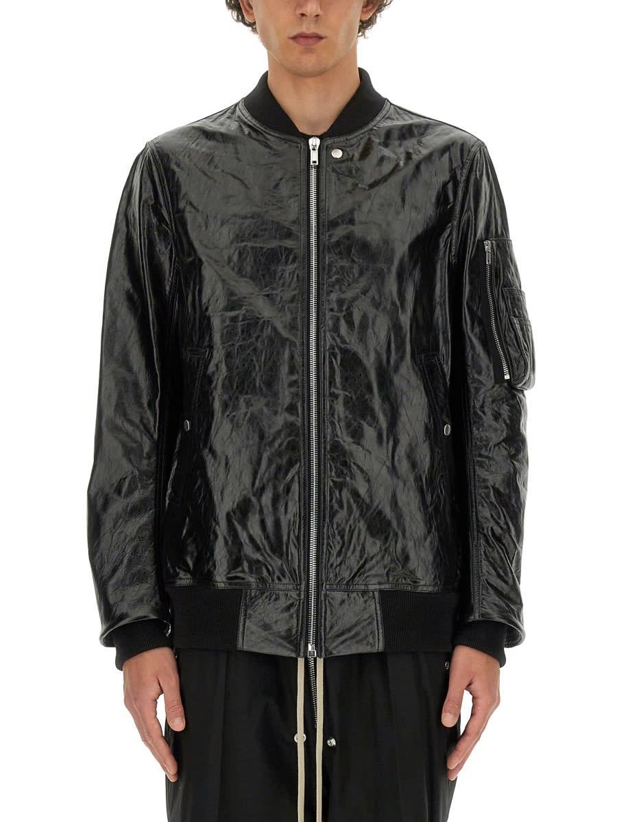 Leather Bomber Jacket In Black Product Image