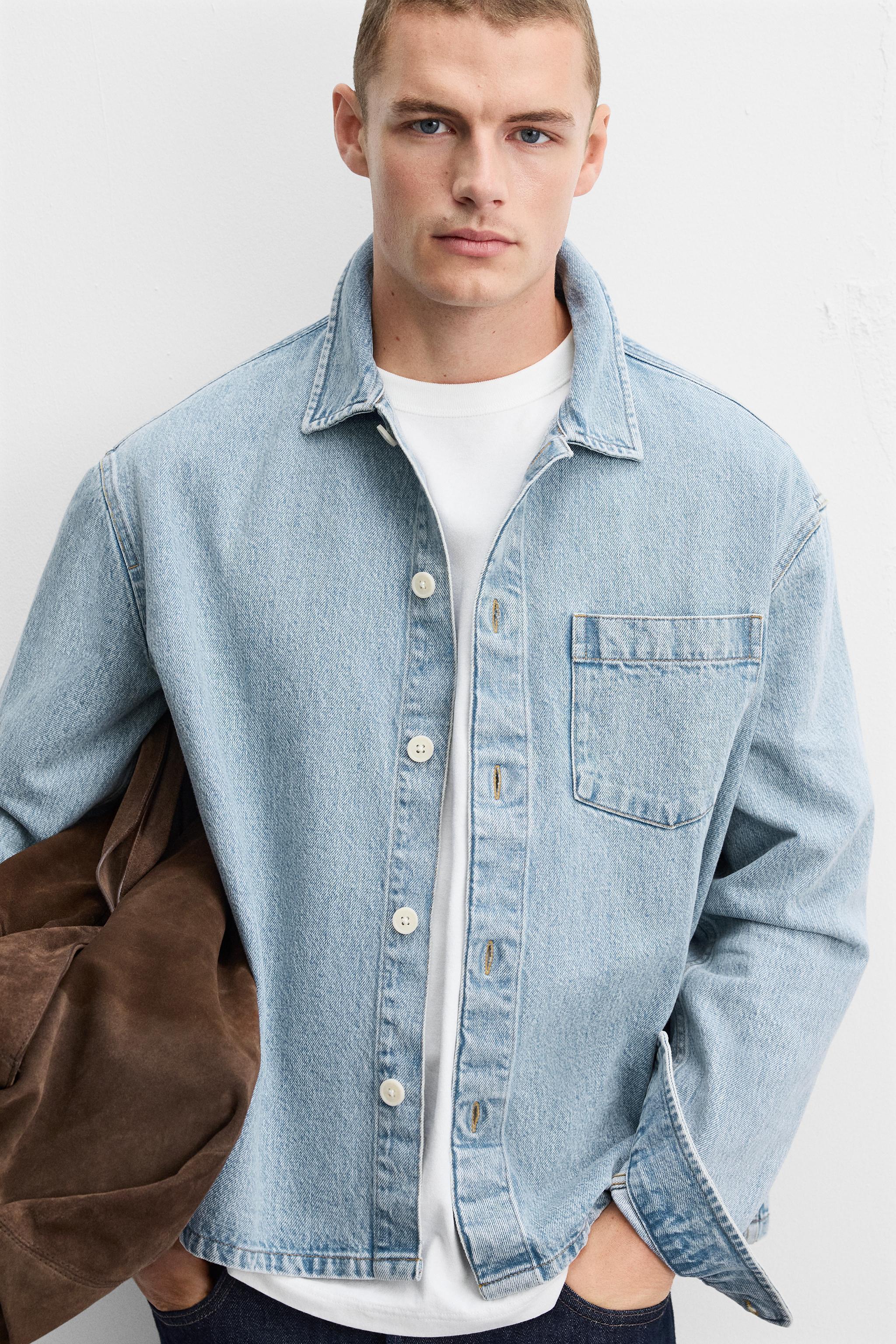 BOXY FIT DENIM OVERSHIRT Product Image