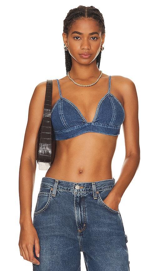 AGOLDE Denim Bralette Blue. (also in XS). Product Image