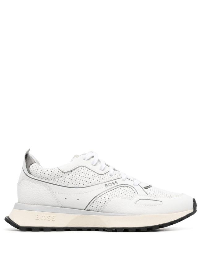 HUGO BOSS Lace-up Leather Sneakers In White Product Image