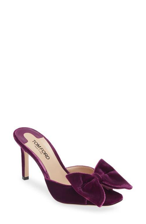 Velvet Bow Stiletto Mule Sandals Product Image