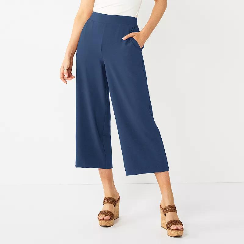 Womens Nine West Pull-On Wide-Leg Crop Pants Product Image