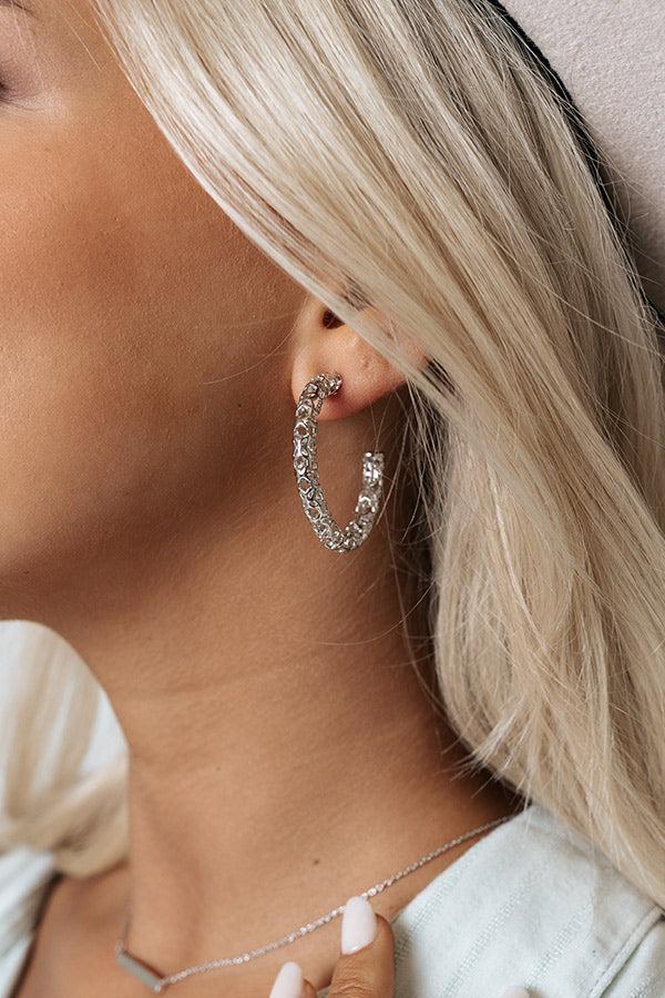 Maggie Small Hoop Earrings in Silver Filigree Product Image