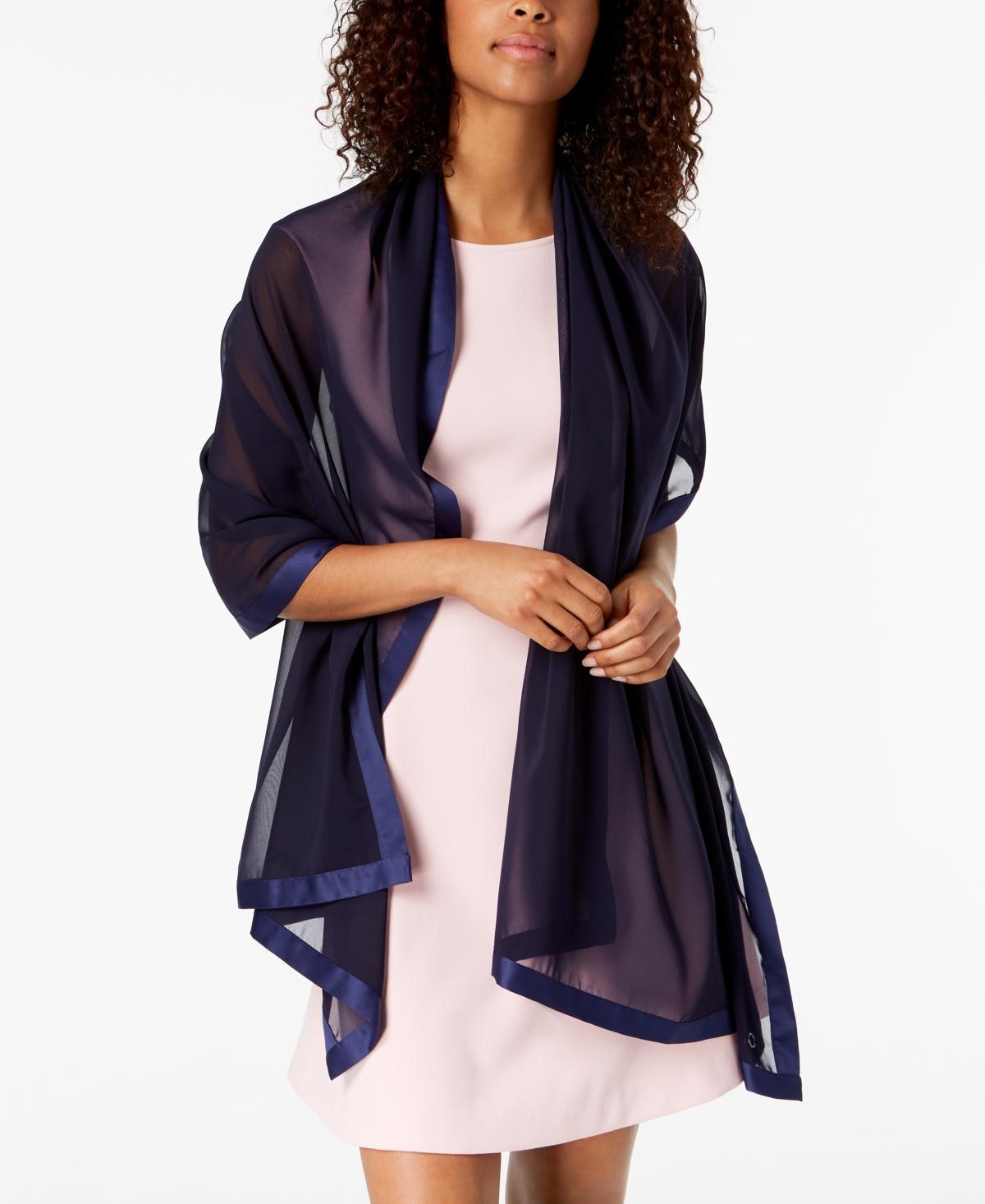 Calvin Klein Elegant Satin-Trim Chiffon Evening Wrap Product Image