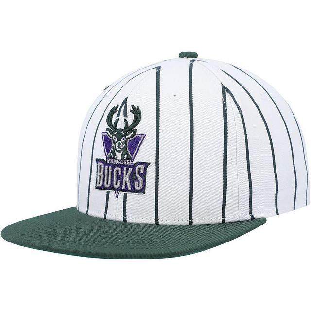 Mens Mitchell & Ness Milwaukee Bucks Hardwood Classics Pinstripe Snapback Hat Product Image