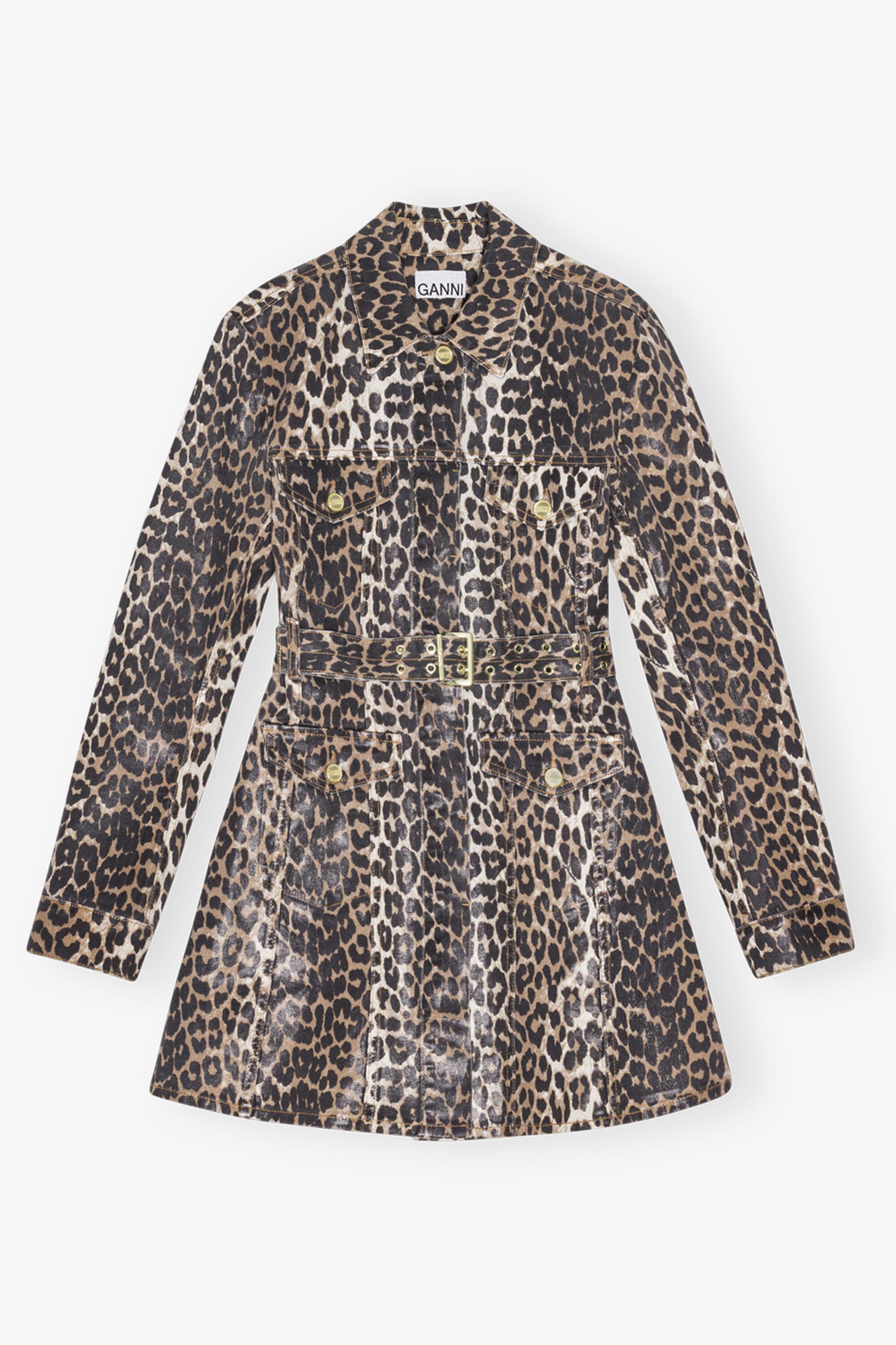 Leopard Print Foil Denim Dress Product Image