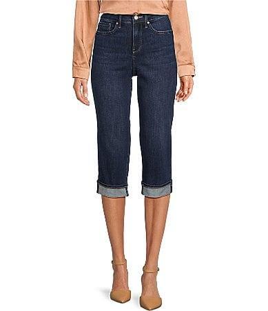 NYDJ Marilyn Slim Straight Mid Rise Capri Stretch Denim Jeans Product Image