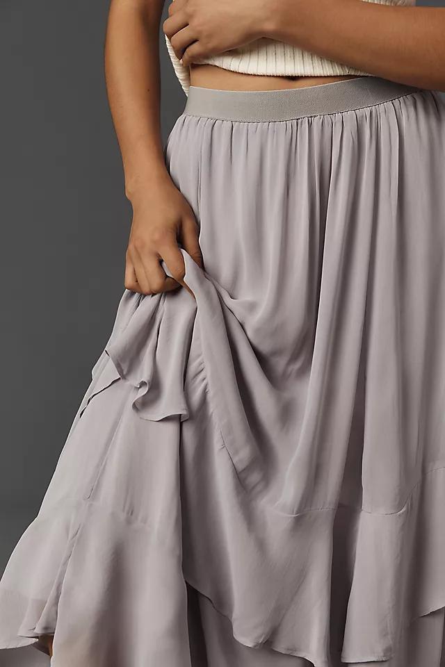 By Anthropologie Chiffon Ruffle Midi Skirt Product Image