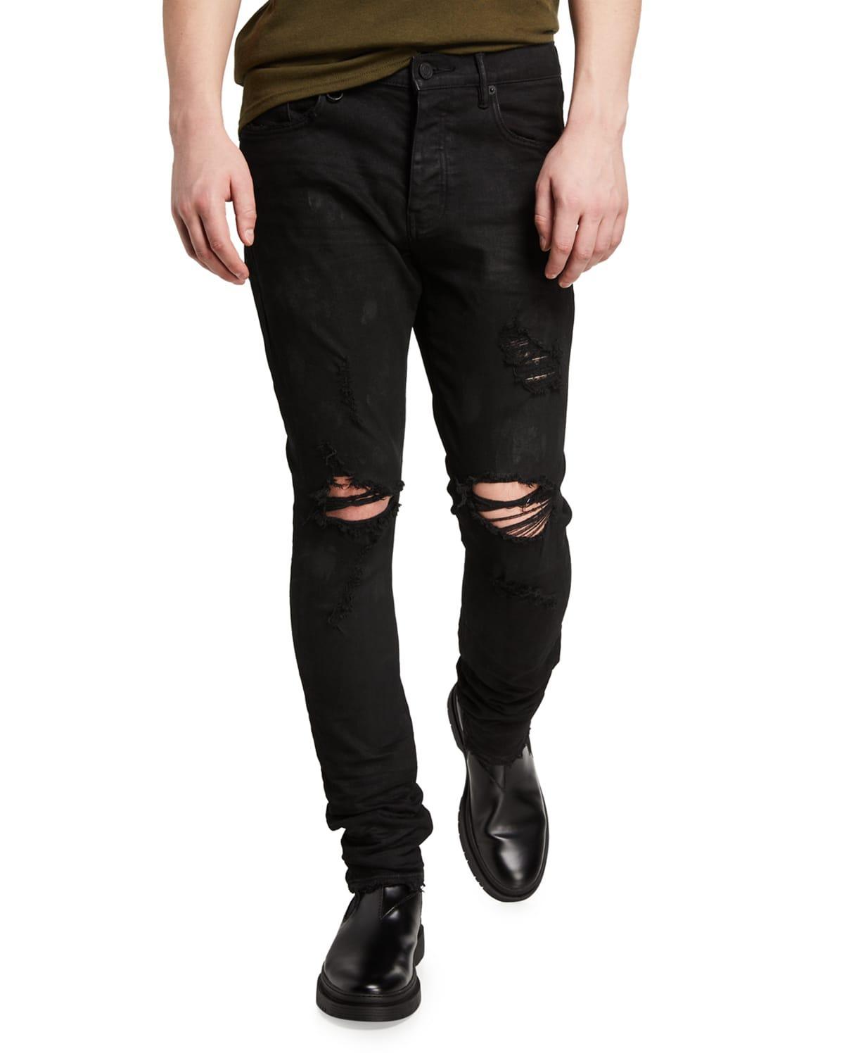 Mens Stretch Destroyed Slim-Fit Jeans Product Image