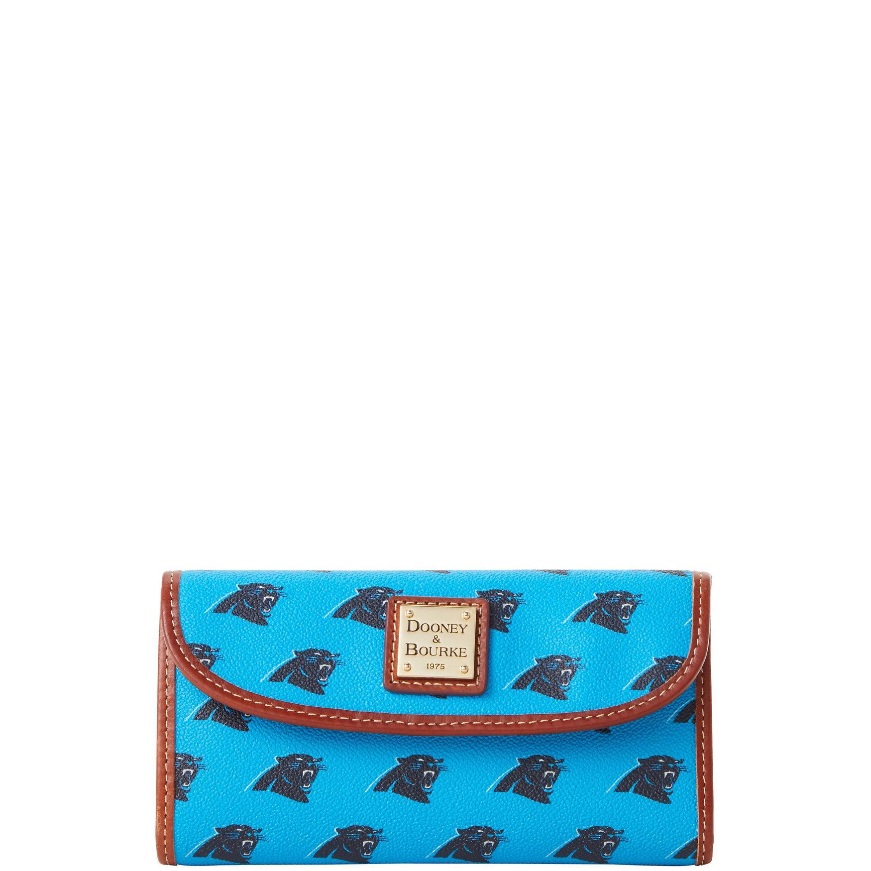 Dooney & Bourke Womens NFL Panthers Continental Coated Cotton Clutch in Blue Product Image