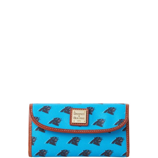 Dooney & Bourke Womens NFL Panthers Continental Coated Cotton Clutch in Blue Product Image