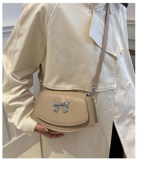 Bow Accent Faux Leather Flap Crossbody Bag Product Image