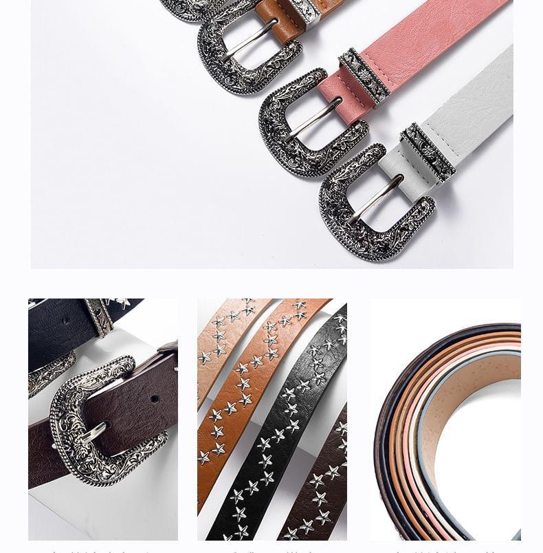 Star Studded Faux Leather Belt Product Image