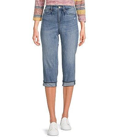 NYDJ Marilyn Slim Straight Mid Rise Capri Stretch Denim Jeans Product Image