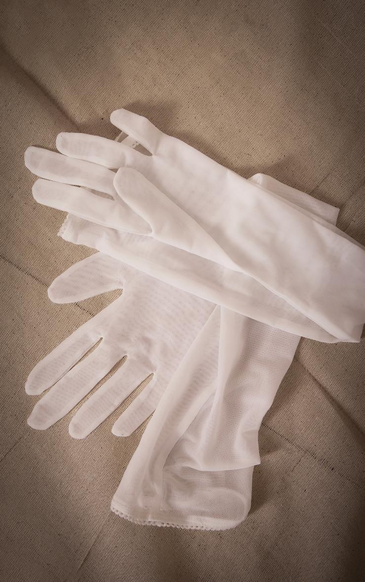 White Mesh Long Sleeve Gloves Product Image