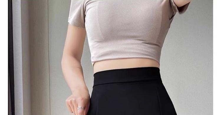 High Waist Plain Side-Slit Skort Product Image