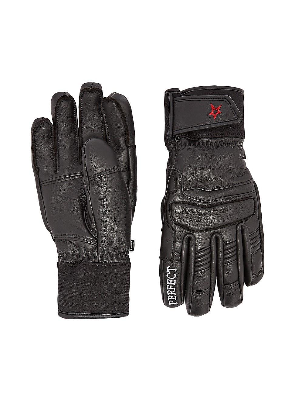 Mens PM Logo Leather Ski Gloves Product Image