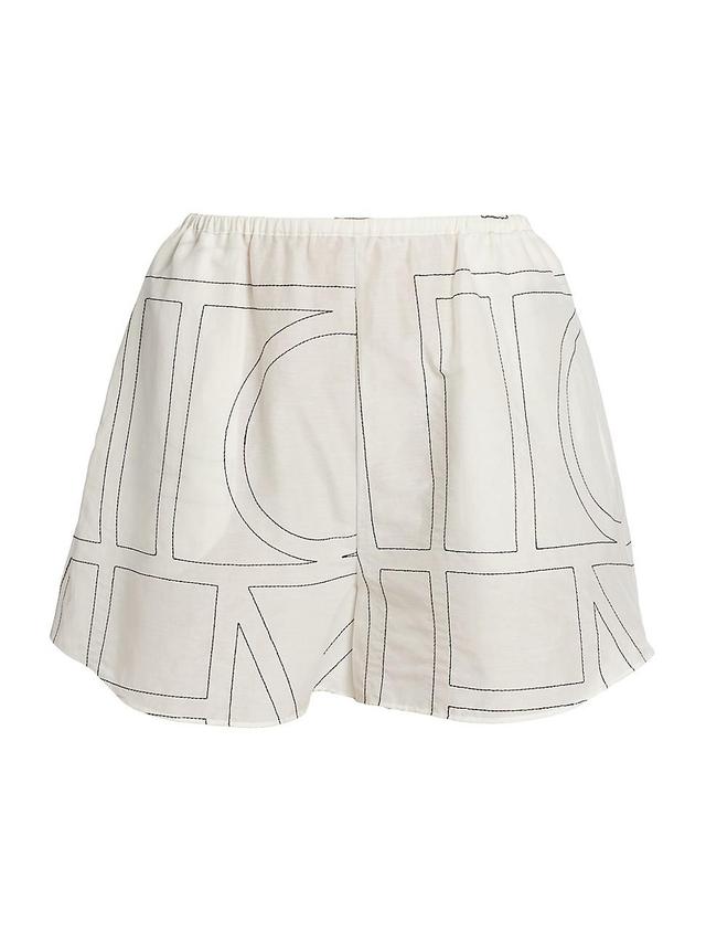 Womens Monogrammed Cotton Straight-Leg Shorts Product Image