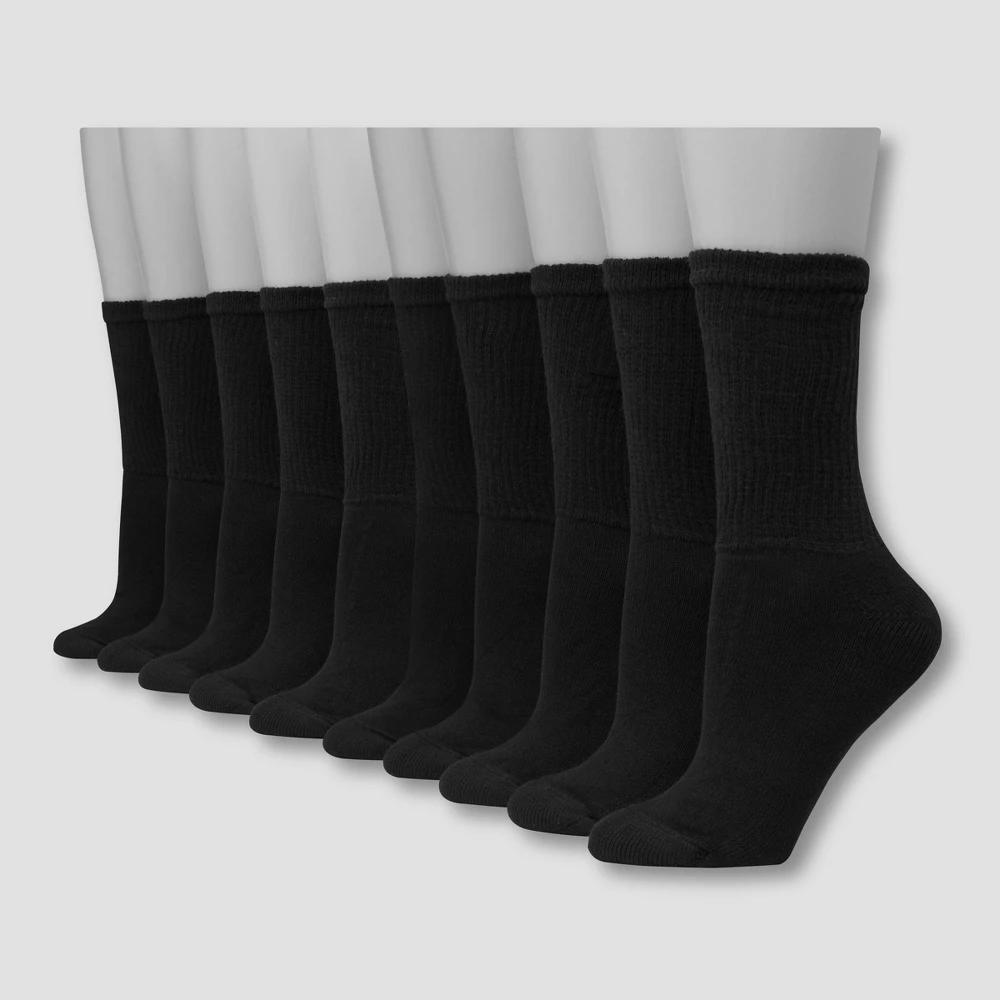 Hanes Womens Extended Size Cushioned 10pk Crew Socks 8-12 Product Image