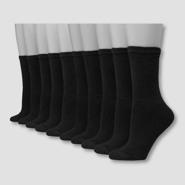 Hanes Womens Extended Size Cushioned 10pk Crew Socks 8-12 Product Image