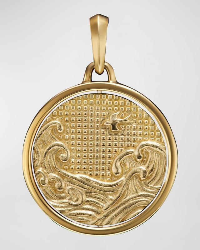 Mens Water and Fire Duality Amulet in 18K Yellow Gold, 30MM Product Image