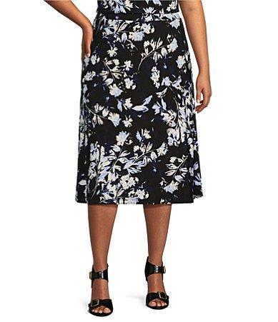 Kasper Plus Size Crepe Floral Print Flare Hem A Product Image