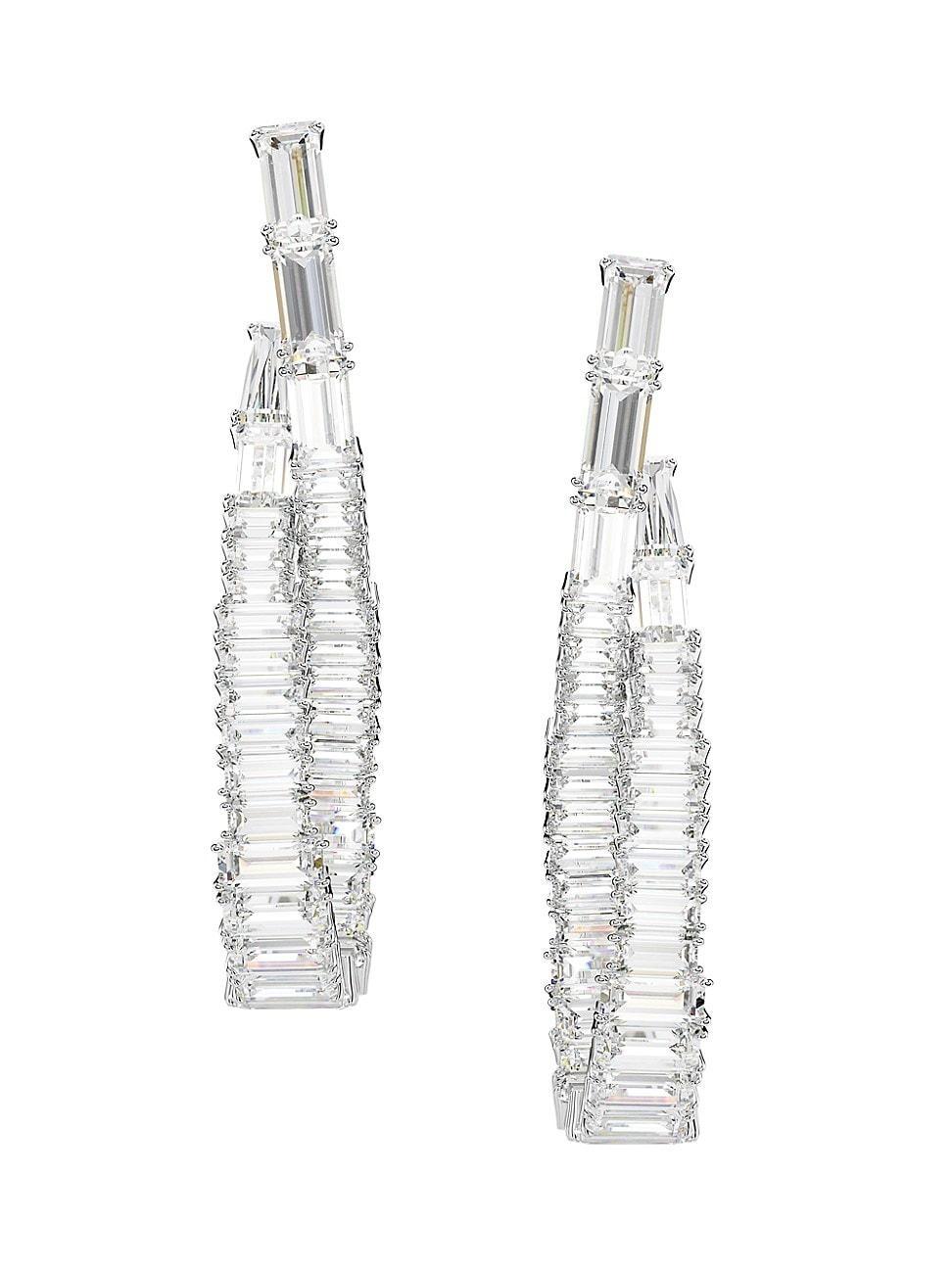 Womens Hyperbola Rhodium-Plated & Crystal Drop Earrings Product Image