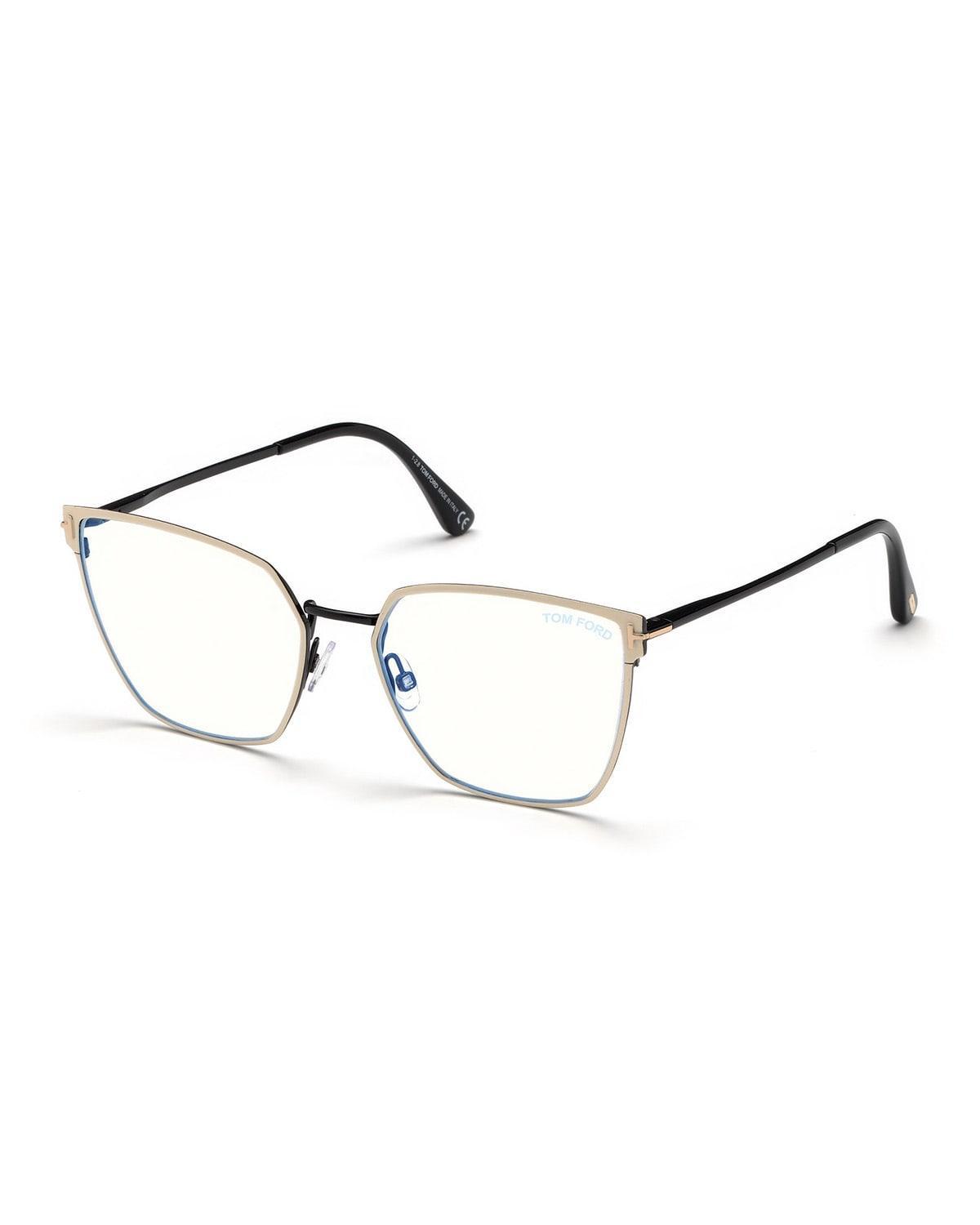 Womens 56MM Angular Metal Blue Block Glasses Product Image