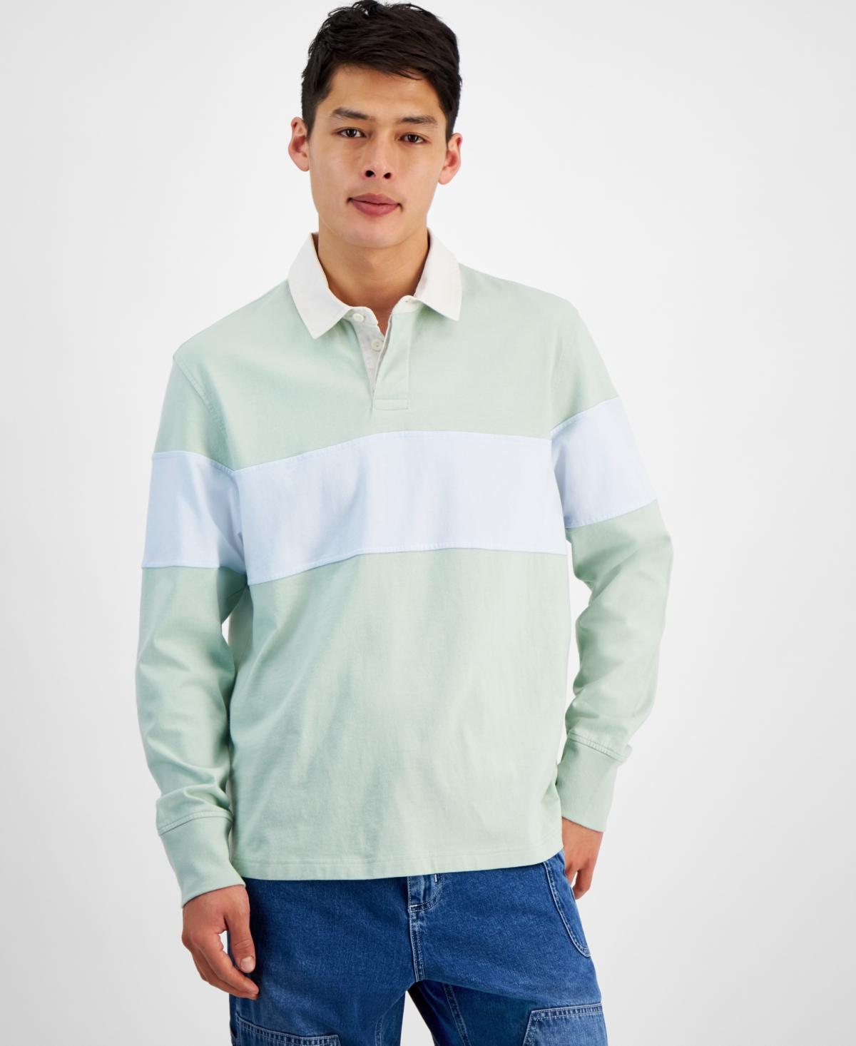 Sun + Stone Mens Aaron Colorblocked Long Sleeve Rugby Shirt, Created for Macys Product Image