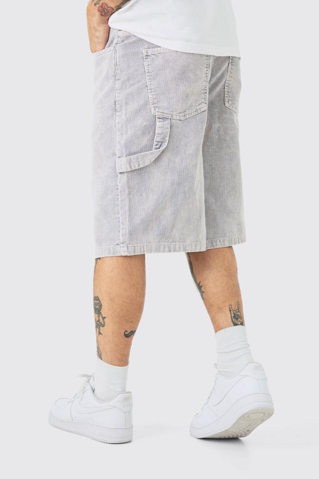 Corduroy Acid Wash Carpenterjort In Charcoal | boohooMAN USA Product Image