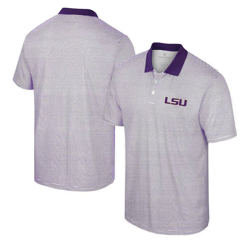 Mens Colosseum LSU Tigers Print Stripe Polo Product Image