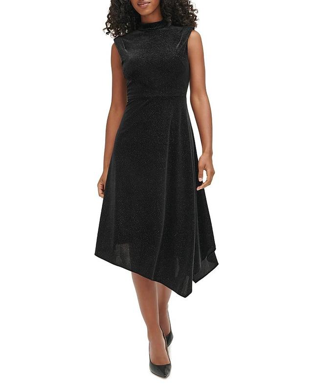 Karl Lagerfeld Paris Sleeveless Glitter Velvet Midi Dress Product Image