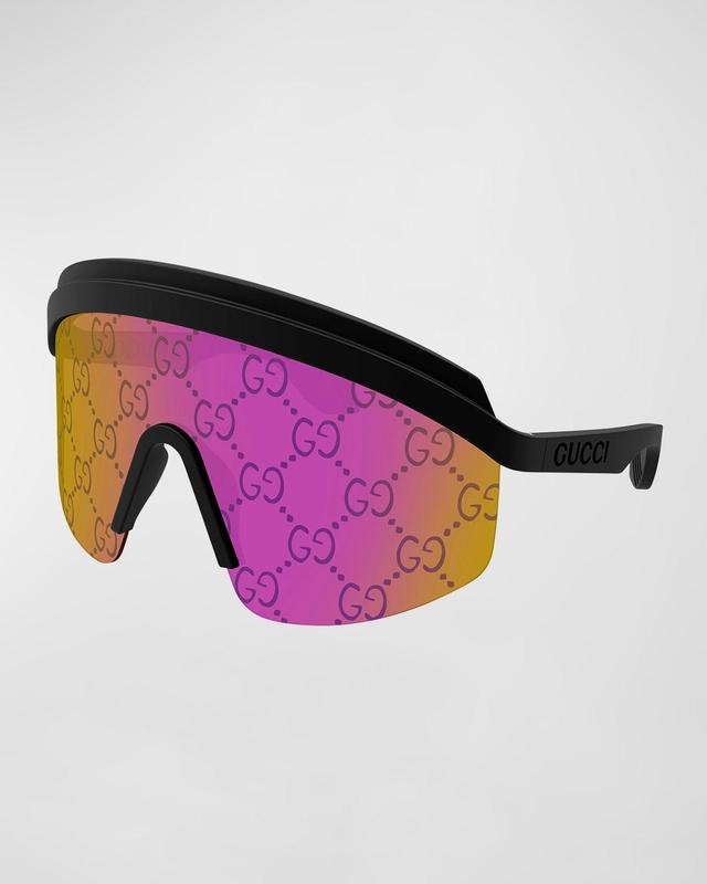 Multi-Color GG Lattice Acetate Shield Sunglasses Product Image