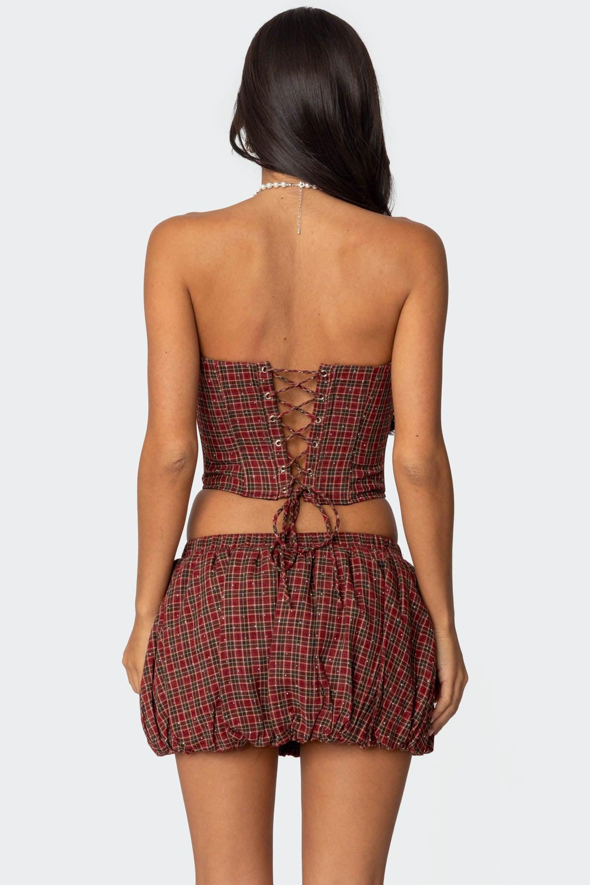 Marlene Plaid Lace Up Corset Product Image