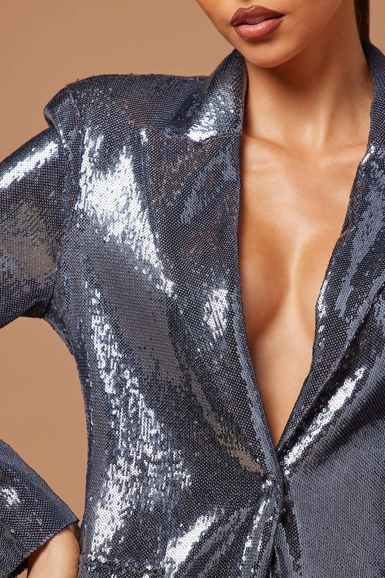 Daphne Sequin Blazer - Charcoal Product Image