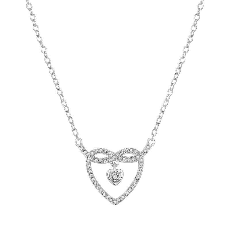 Sterling Silver 1/5 Carat T.W. Diamond Infinity Heart Necklace, Womens Product Image