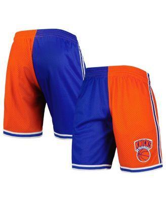 Mens Mitchell & Ness /Orange New York Knicks Hardwood Classics 1991 Split Swingman Shorts Product Image