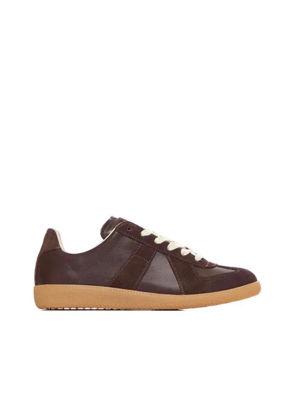 Replica Suede & Leather Sneakers In Chic Brown Product Image