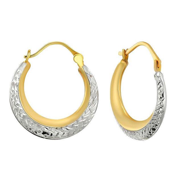 Forever 14K Two Tone 14k Gold Creole Diamond-Cut Hoop Earrings, Womens, Multicolor Product Image