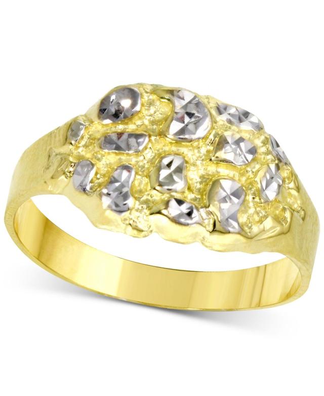 Mens Textured Two-Tone Nugget Style Ring in 10k Gold Product Image