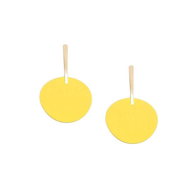 Sohi Womens Yellow Circular Drop Earrings Product Image