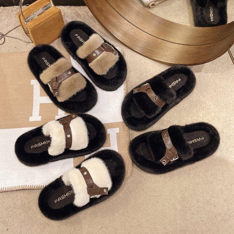 Buckled Platform Slide Sandals Product Image