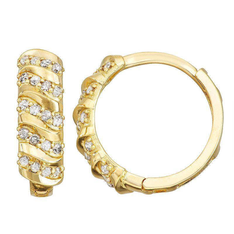 Tiara 10k Gold 1/4 Carat T.W. Diamond Huggie Hoop Earrings, Womens Product Image